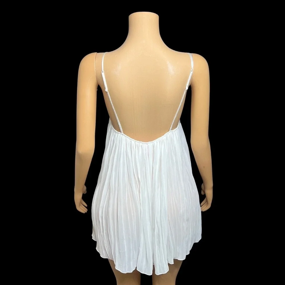 Victoria's Secret White Lace Babydoll Lingerie Chemise Bow Accent Size Large